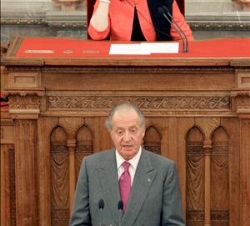 Su Majestad el Rey, durante su intervención en la Cámara Alta del Parlamento