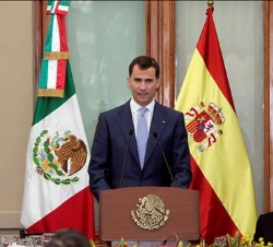 El Príncipe de Asturias durante su intervención en el almuerzo ofrecido en el castillo de Chapultepec