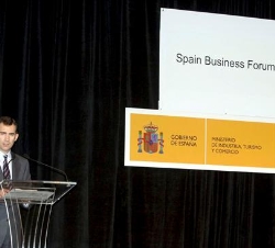 Don Felipe, durante su intervención en el Foro de Empresas Españolas en EE.UU.