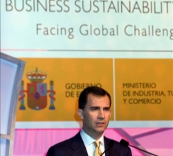 Don Felipe, durante su intervención en la conferencia España-Estados Unidos. Negocios Sostenibles