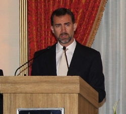 Don Felipe, durante su intervención en la cena oficial ofrecida por el Presidente Peres