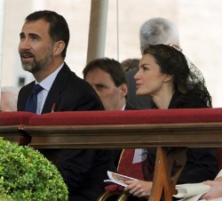 Los Príncipes de Asturias, durante la ceremonia