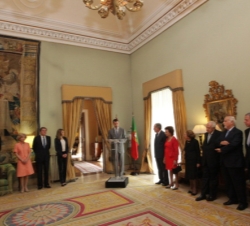 Intervención de Don Felipe en el encuentro con personalidades portuguesas en la residencia del Embajador de España