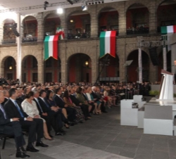 Vista del patio central del Palacio Nacional donde el Presidente de los Estados Unidos Mexicanos, Enrique Peña, dirige un Mensaje a la Nación