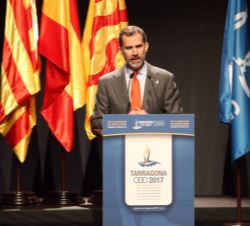 Don Felipe durante su intervención en la reunión de Constitución del Comité de Honor de los Juegos Mediterráneos Tarragona 2017