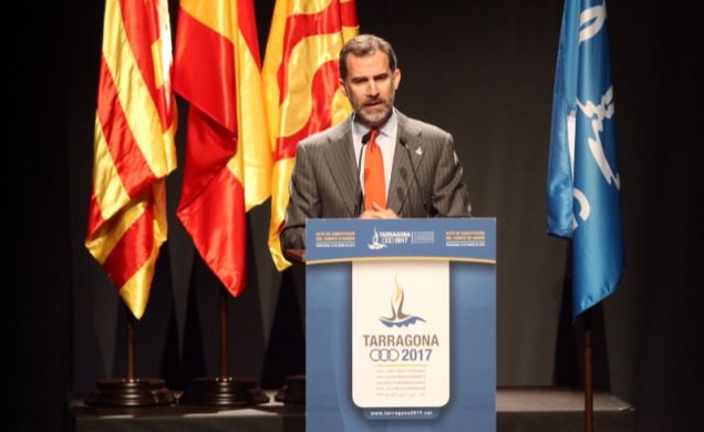 Don Felipe durante su intervención en la reunión de Constitución del Comité de Honor de los Juegos Mediterráneos Tarragona 2017