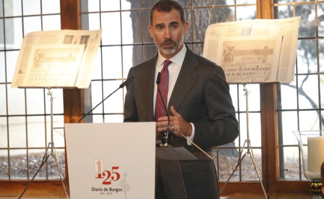 Don Felipe durante su intervención en el almuerzo conmemorativo del 125 aniversario del Diario de Burgos