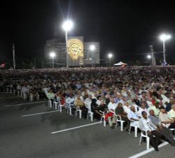 Vista general de la Plaza de la Revolución durante la celebración del acto en memoria de Fidel Castro