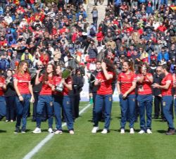 Homenaje a la selección femenina de rugby XV, vencedoras del Campeonato de Europa, en presencia de Su Majestad el Rey