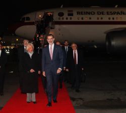 Su Majestad el Rey a su llegada al Aeropuerto Internacional Benito Juárez de la Ciudad de México