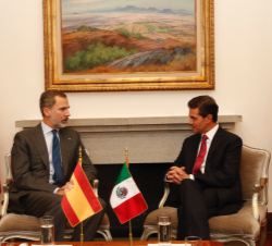 Don Felipe durante el encuentro con el Presidente de los Estados Unidos Mexicanos, Enrique Peña Nieto