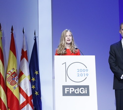 Su Alteza Real Princesa de Asturias y de Girona durante su intervención junto a Su Majestad el Rey