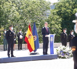 Don Felipe durante su discurso a los miembros de la XXXIV promoción de la Escala Básica de la Policía Nacional