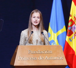 Su Alteza Real La Princesa de Asturias dirige unas palabras con motivo de los Premios Princes de Asturias 2020