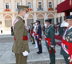 Su Majestad el Rey recibe el saludo de los generales representantes de la Guardia Civil