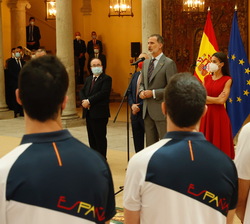 Don Felipe durante su intervención en las que anima a los integrantes del Equipo Olímpico Español