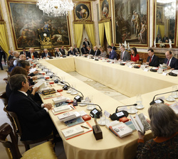 Vista general de la reunión anual del Patronato del Instituto Cervantes presidida por Sus Majestades los Reyes 