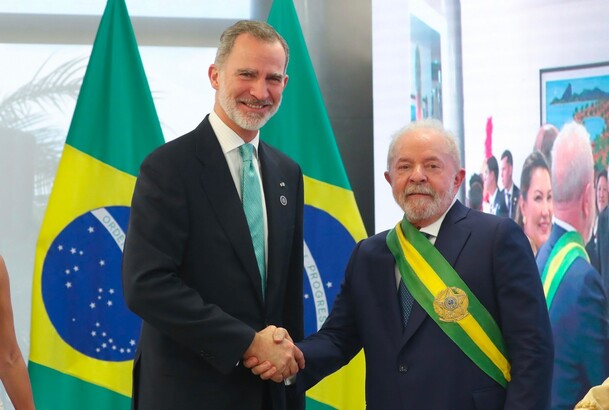 Su Majestad el Rey con el Presidente de la República Federativa de Brasil, Luiz Inácio Lula da Silva