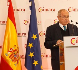 El presidente de la Cámara de Comercio de España, José Luis Bonet, durante su intervención