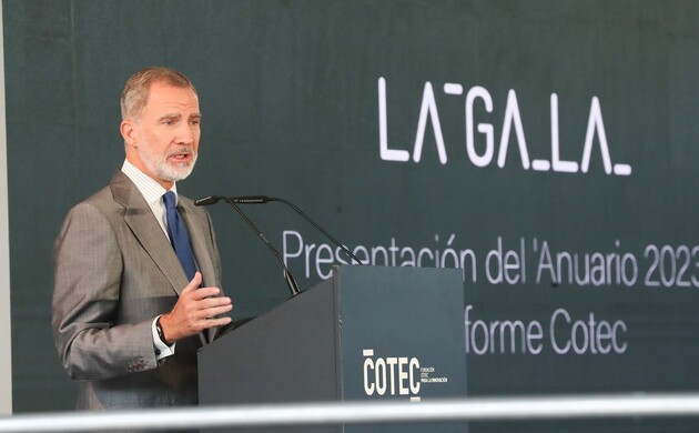 Don Felipe durante su intervención en el acto de presentación del “Anuario 2023” del Informe Cotec
