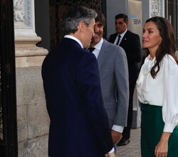 La Reina a su llegada al Palacio del Marqués de Salamanca de Madrid