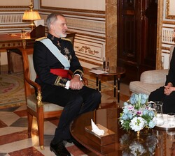 Su Majestad el Rey conversa con la embajadora de la República de Turquía, Nüket Küçükel Ezberci, tras recibir las Cartas Credenciales