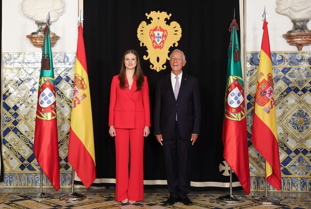 Doña Leonor junto al Presidente de la República portuguesa, Su Excelencia Marcelo Rebelo de Sousa