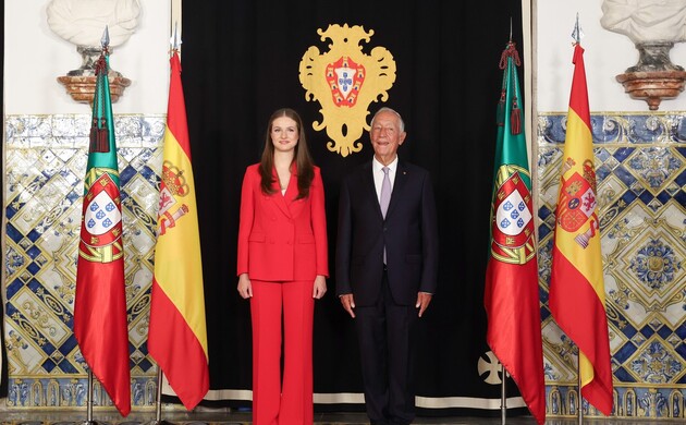 Doña Leonor junto al Presidente de la República portuguesa, Su Excelencia Marcelo Rebelo de Sousa