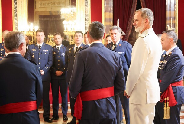 Un momento durante la audiencia del Rey a una comisión del Ejército del Aire y del Espacio compuesta por personal del Despliegue “Pacific Skies 