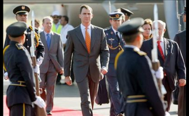 Su Alteza Real el Príncipe de Asturias, a su llegada a Managua